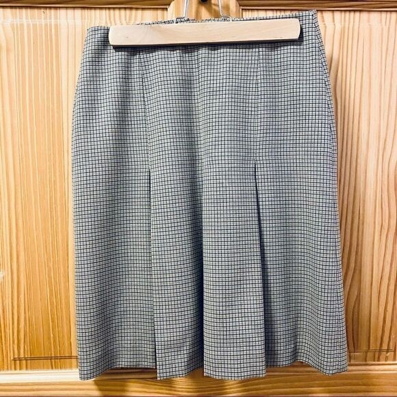 Petite Sophisticate tan plaid wool blend skirt 0P - Picture 1 of 6